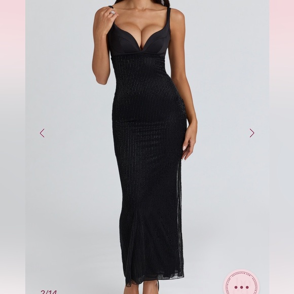 House of CB Dresses & Skirts - House of CB Ari Black Hand Beaded Embellished Maxi Dress - Black